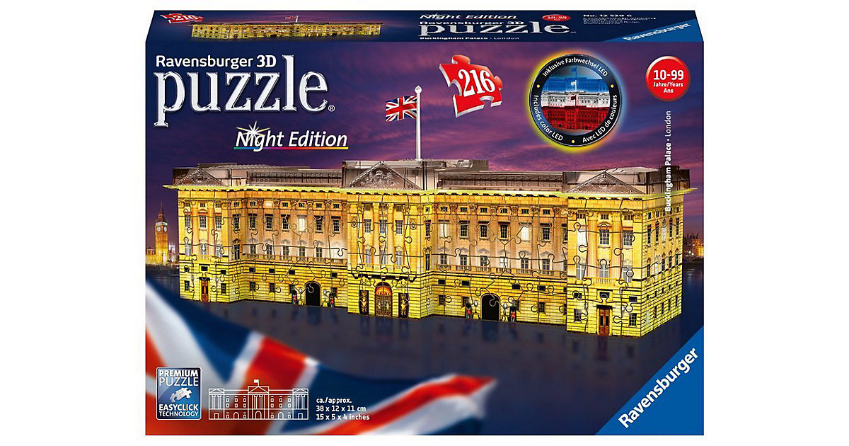 3D-Puzzle Night mit LED, B38 cm, 216 Teile, Buckingham Palace bei Nacht