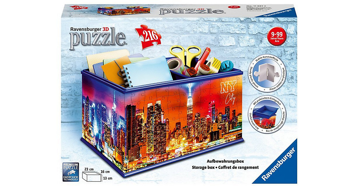 3D-Puzzle Aufbewahrungsbox, 23x16x13 cm, 216 Teile, New York Skyline