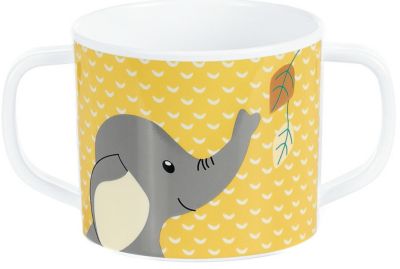 Henkeltasse Kuschelzoo, Elefant und Krokodil Konrad gr�n/gelb