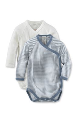 Langarm Wickelbody 2er-Set, Organic Cotton hellblau Gr. 62/68