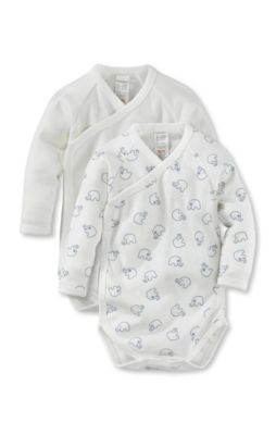 Langarm Wickelbody 2er-Set, Organic Cotton natur Gr. 62/68