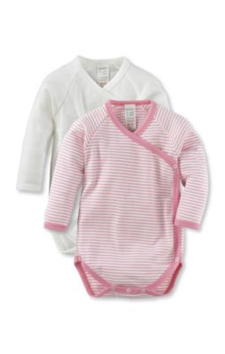 Langarm Wickelbody 2er-Set , Organic Cotton lila Gr. 62/68 Jungen Baby