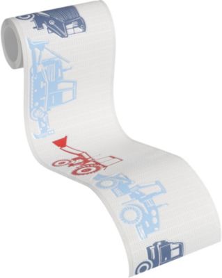 Vliesbord�re Esprit Kids 5, Baustelle, blau/rot, 5 m x 13 cm