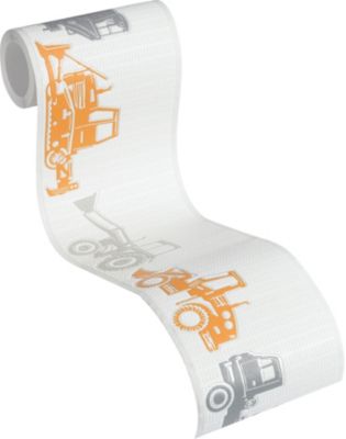 Vliesbord�re Esprit Kids 5, Baustelle, orange/grau, 5 m x 13 cm