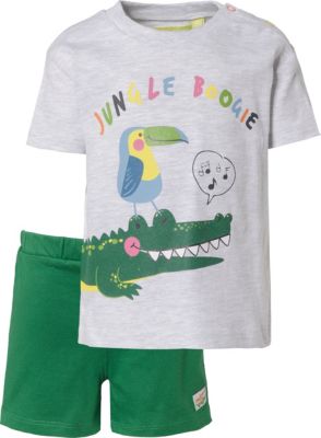 Baby Set T-Shirt + Shorts hellgrau Gr. 80 Jungen Baby
