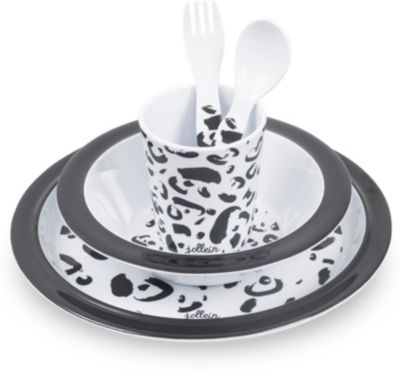 Kindergeschirr Leopard 5-tlg, schwarz/wei