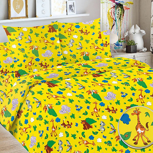 Детское постельное белье 1,5 сп Letto, Сафари - желтый от Letto