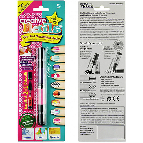 Лак-ручка для ногтей Creative Nails, 2 шт.: темно розовый, светло-фиолетовый