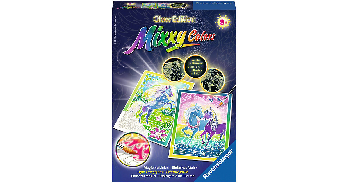 2er-Set Malset Mixxy Colors Glow, 15x21 cm, mit Leuchtfarbe, Leuchtende Ponys