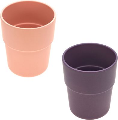 Kinderbecher Bambus Set, 2-tlg., Uni peach/plum, purple lila
