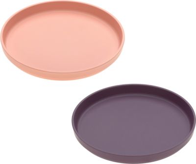Kinderteller Bambus Set, 2-tlg., Uni peach/plum, purple lila