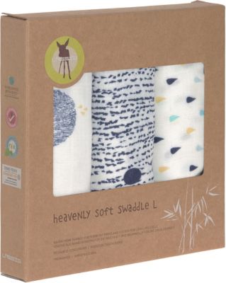 Mulltücher Heavenly Soft L, 3er Set, 85x85 cm, Little Water Whale, blue 2