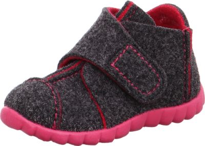 Baby Hausschuhe HAPPY , WMS-Weite M4 dunkelgrau Gr. 19 M�dchen Baby