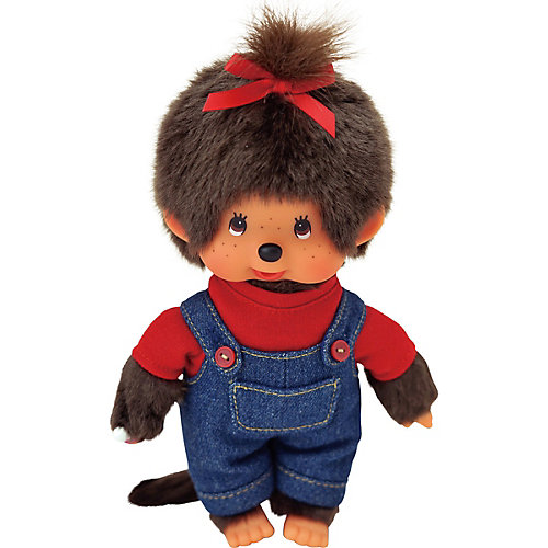 Мягкая игрушка Monchhichi Мончичи, девочка в комбинезоне и красной футболке, 20 см от Monchhichi