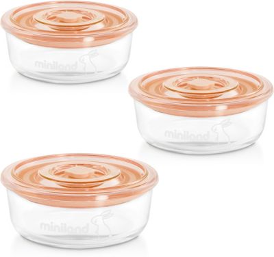 Aufbewahrungsbeh�lter naturRound, rund, Glas, 330 ml, bunny, 3-tlg. apricot/wei�