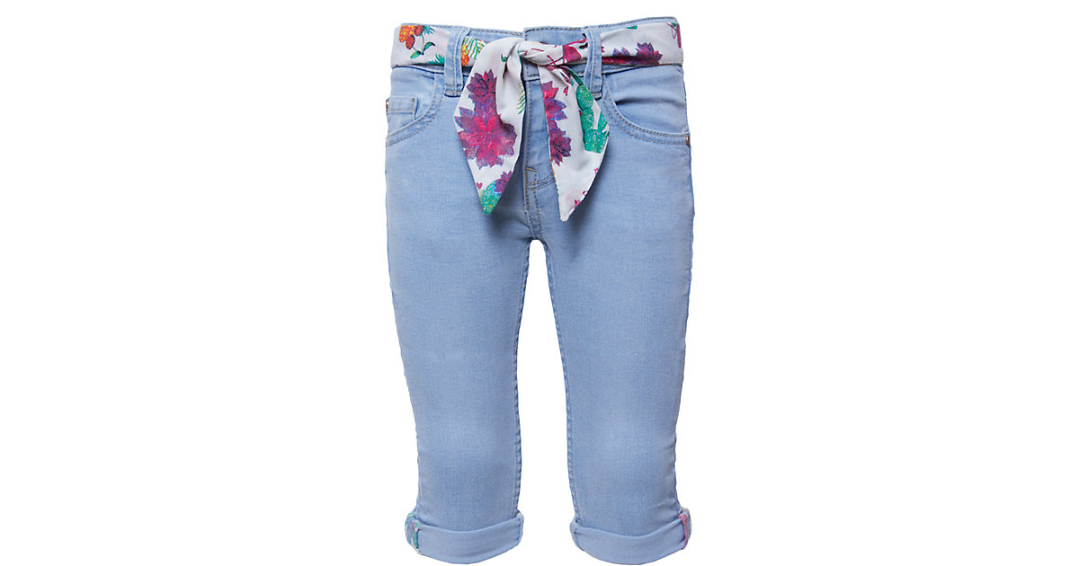 Capri-Jeans mit Gürtel hellblau Gr. 140 Mädchen Kinder
