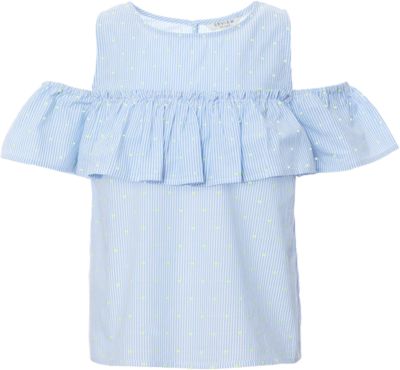 Kinder Kurzarmbluse mit Rschen blau Gr. 176 Mdchen Kinder