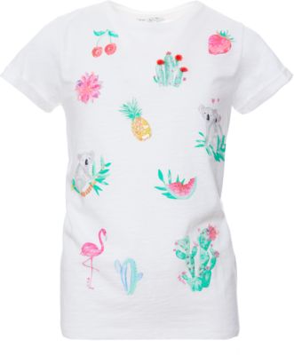 T-Shirt wei Gr. 128 Mdchen Kinder