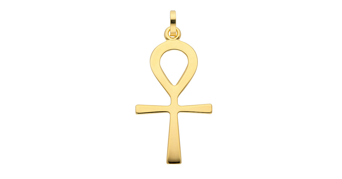 Adelia´s Gold Kreuz Anhänger Lebenszeichen 14 k 585 Gelbgold Kettenanhänger