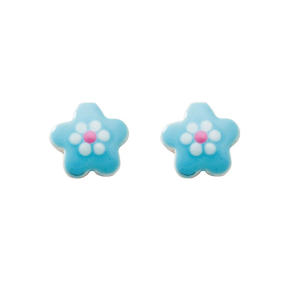 Adelia´s 1 Paar Silber Ohrringe Ohrstecker Blüte - blau 925 Sterling Silber Ohrstecker für Kinder