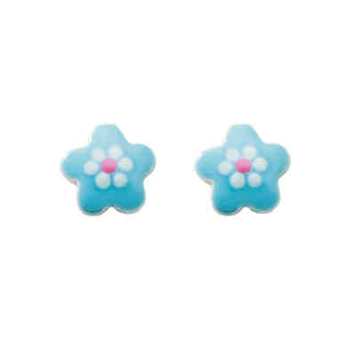 Adelia´s 1 Paar Silber Ohrringe Ohrstecker Blüte - blau 925 Sterling Silber Ohrstecker für Kinder