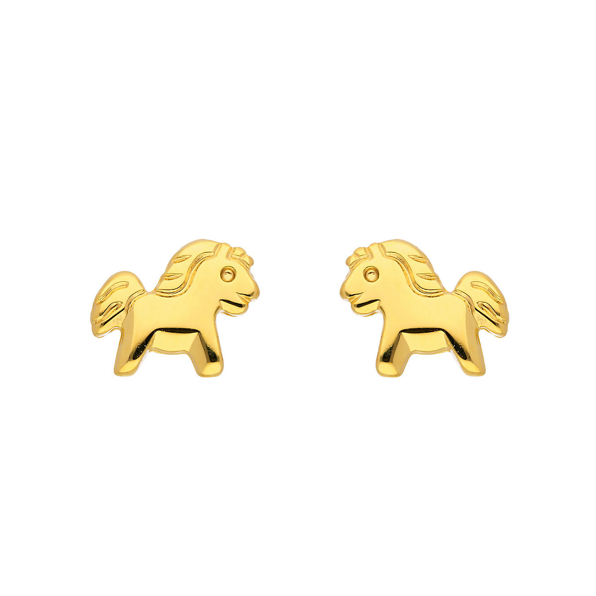 1 Paar hübsche Pferde Pony Kinder Ohrstecker Ohrringe aus Echt Gold 585 14 KT