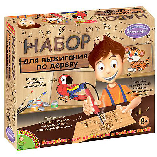 Французское творчество Bondibon Досуг с Буки: Набор Выжигательный аппарат с дощечой и красками от Bondibon