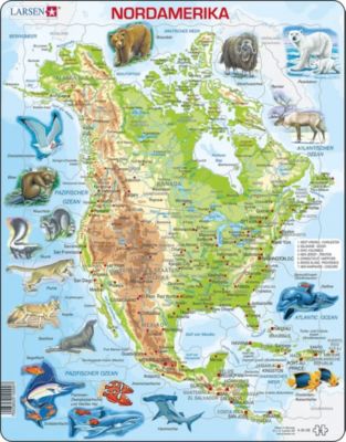 Bildung Landkarte Nordamerika Maxiposter Version in Englisch 2 St Posterleisten Alu 63 cm Map Educational Grösse 61x91,5 Map of North America Bildungsposter Plakat Druck