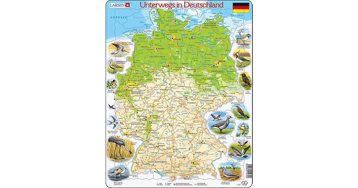 Rahmen-Puzzle, 91 Teile, 36x28 cm, Unterwegs in Deutschland