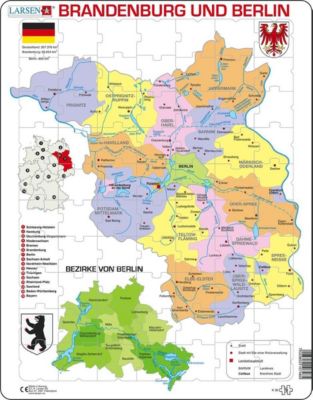 politische karte brandenburg Rahmen Puzzle, 70 Teile, 36x28 cm, Karte Brandenburg / Berlin 