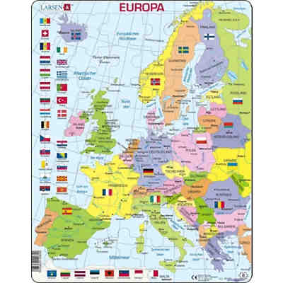 Rahmen Puzzle 48 Teile 36x28 Cm Karte Europa Politisch Larsen Mytoys
