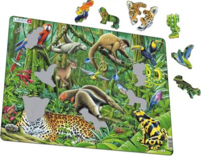 Larsen Z8 Rahmenpuzzle-Set Exotische Tiere 4x11 Teile