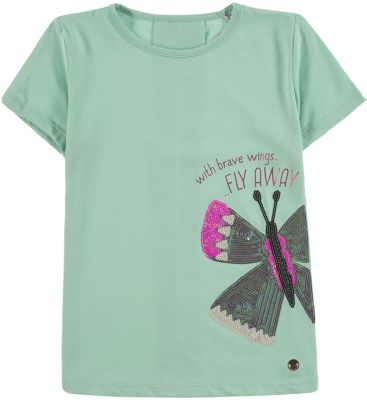 T-Shirt mit Kellerfalte grün Gr. 116/122 Mädchen Kinder