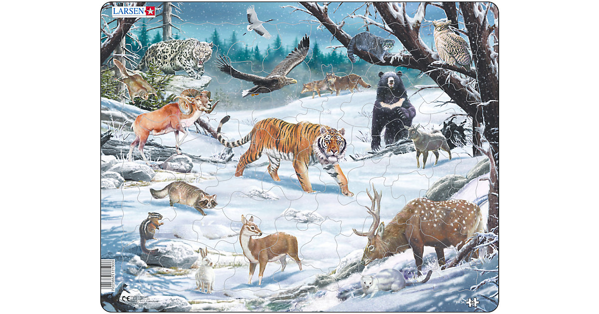 Rahmen-Puzzle, 66 Teile, 36x28 cm, Tiere in Sibirien und Fernost