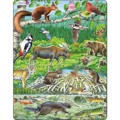 Rahmen-Puzzle, 45 Teile, 36x28 cm, Tiere im Wald