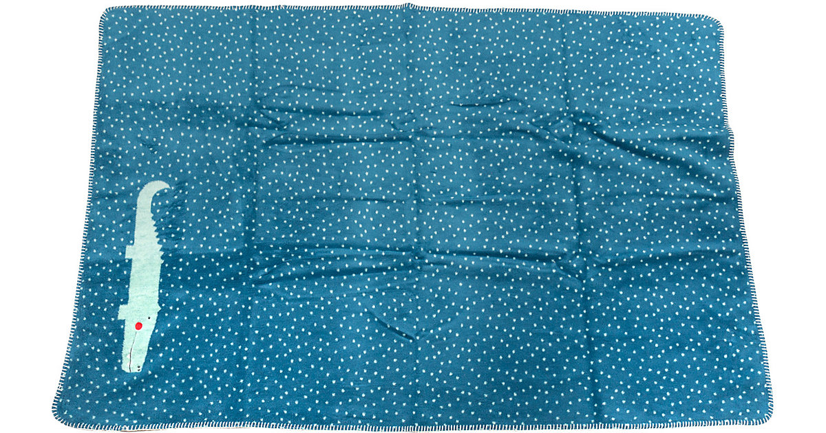 Velours-Babydecke ´´Krokodil´´ mit Stick, atlantik, 100 x 150 cm blau