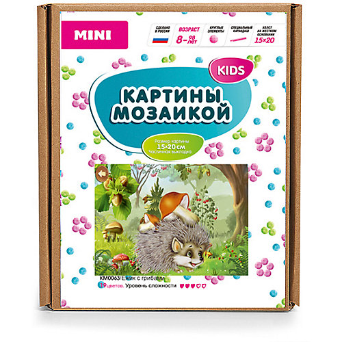 Картина-открытка мозаикой Molly "Ёжик с грибами" от Molly