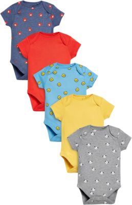 Kurzarmbodys 5er Pack mehrfarbig Gr. 74/80 Jungen Baby