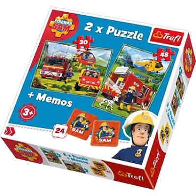2x Puzzle 30/48 Teile + Memos - Feuerwehrmann Sam