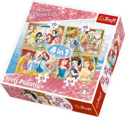 Trefl 4 in 1 35+48+54+70 Teile Mädchen Kinder Anna Elsa Frozen Puzzlespiel 