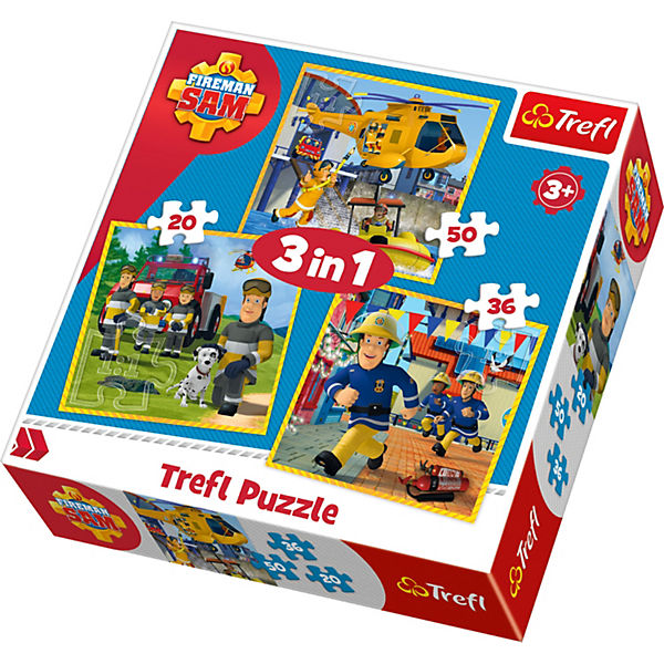 3in1 Puzzle 20/36/50 Teile - Feuerwehrmann Sam