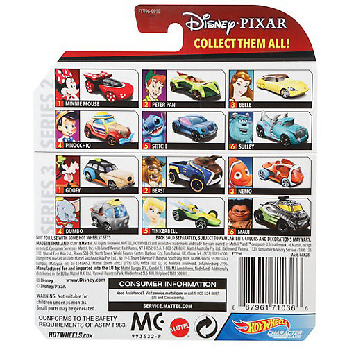 Премиальная машинка Hot Wheels Персонажи Disney, Немо от Mattel