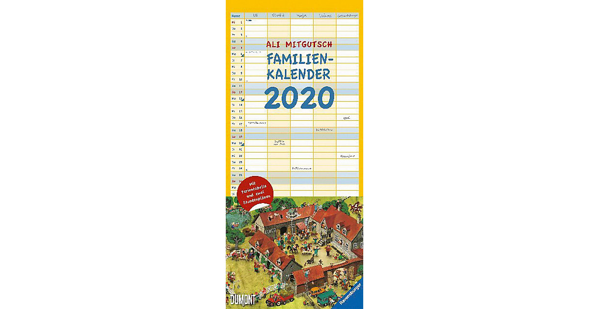 Buch - Ali Mitgutsch Familienkalender 2020: Wandkalender: Familienplaner mit 5 Spalten: Format 22 x 49 cm
