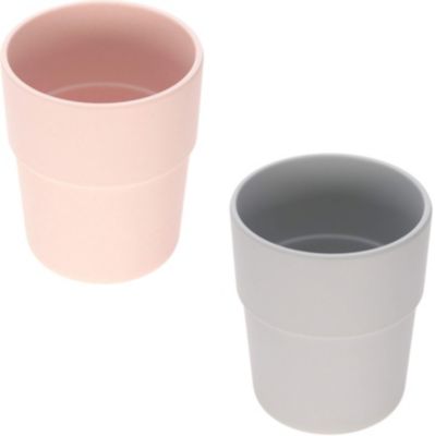 Kinderbecher Bambus Set, 2-tlg., Uni grey/light pink hellrosa