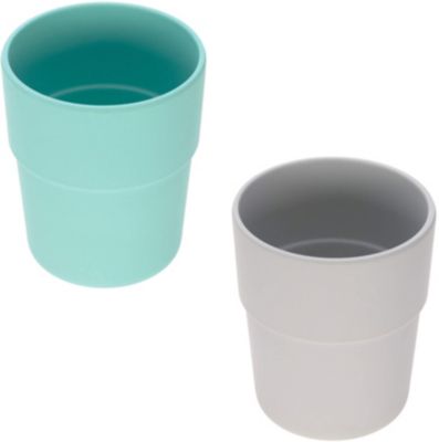 Kinderbecher Bambus Set, 2-tlg., Uni turquoise/grey t�rkis