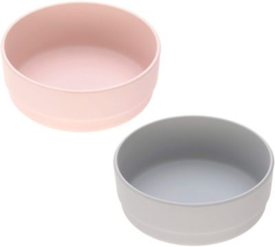 Esslernschale Bambus Set, 2-tlg., Uni grey/light pink rosa/grau
