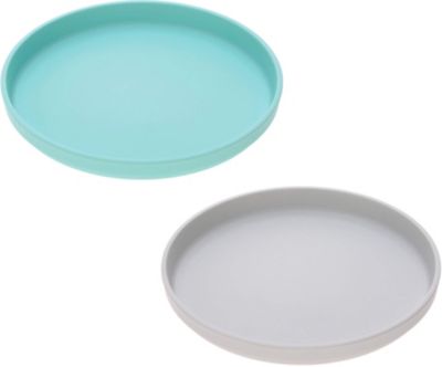 Kinderteller Bambus, 2-tlg., Uni turquoise/grey t�rkis