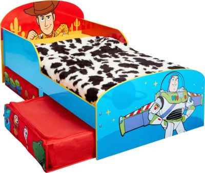 Kinderbett mit 2 Ablageboxen mit Reißverschluss, Disney Toy Story, 70 x 140 cm