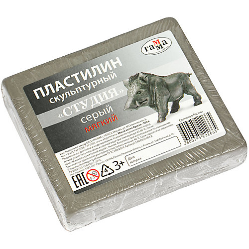 Пластилин скульптурный Гамма «Студия», серый, твердый от ГАММА