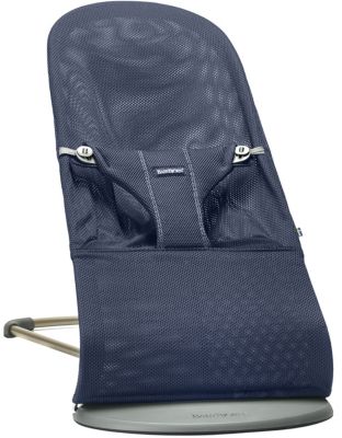Кресло-шезлонг BabyBjorn Bliss Mesh темно-синий с игрушкой